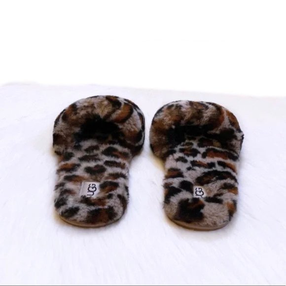NEW UGG Size 6 Women's Fluff Slide II Leopard - Amphora - Picture 4 of 6